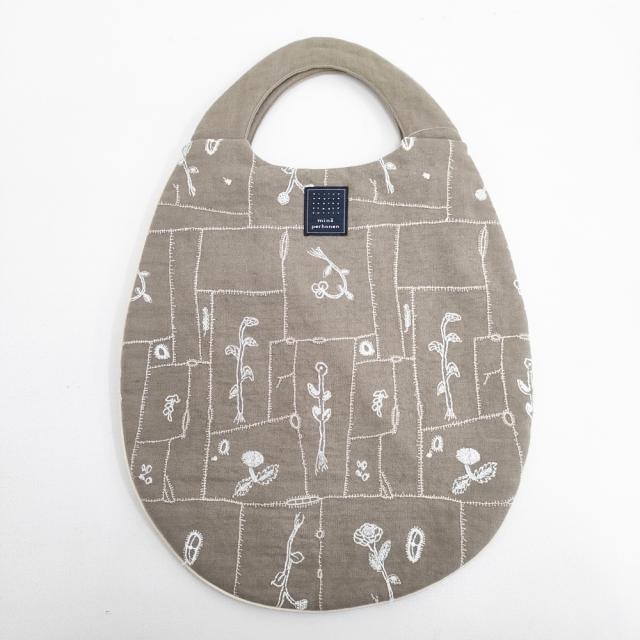 mina perhonen ws9189 garden paｔchwork エッグバッグ リネン トートバッグ ベージュ レディース ミナペルホネン【中古】5-1127G◎