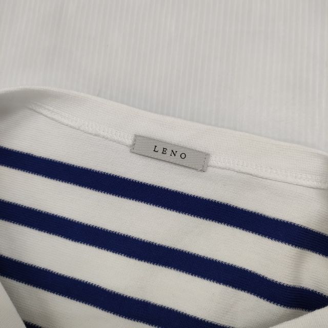 LENO 新品 BASQUE DRESS 定価28600円 L2102-CS001 ボーダーバスク ワンピース ホワイト ブルー レディース リノ【中古】6-0223M∞_2