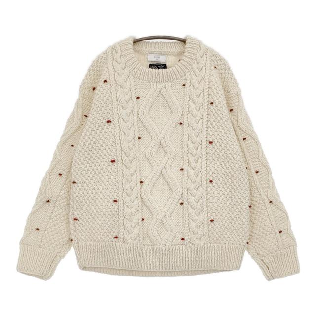 SLOBE IENA embroideryハンドニット 定価25300円 セーター ニット 25AW オフホワイト ナチュラル レディース スローブイエナ【中古】6-0106T♪