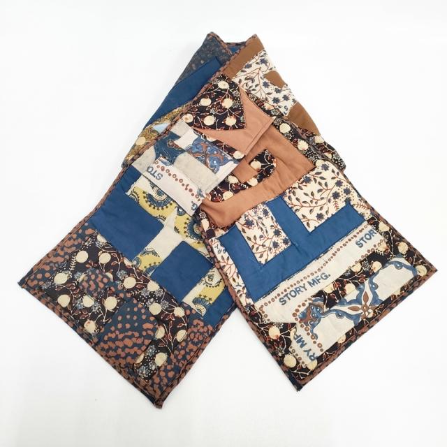 STORY mfg ストーリーエムエフジー Puffer Scarf Star Scraps Ptchwork インド製 コットン マフラー ブラウン メンズ【中古】5-1125T◎