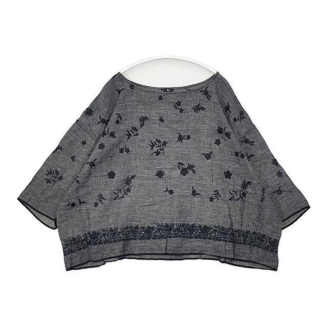 45R/45rpm 歳時記カディ刺繍馬比古ブラウス 定価46200円 ブラウス シャツ チャコールグレー レディース フォーティーファイブアールピーエム【中古】6-0415M∞