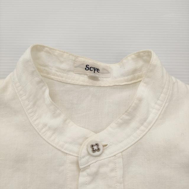 Scye 高密度タックシャツ リネン ピンタック サイズ36 1217-31250 プルオーバー ブラウス シャツ オフホワイト レディース サイ【中古】6-0309M♪_2