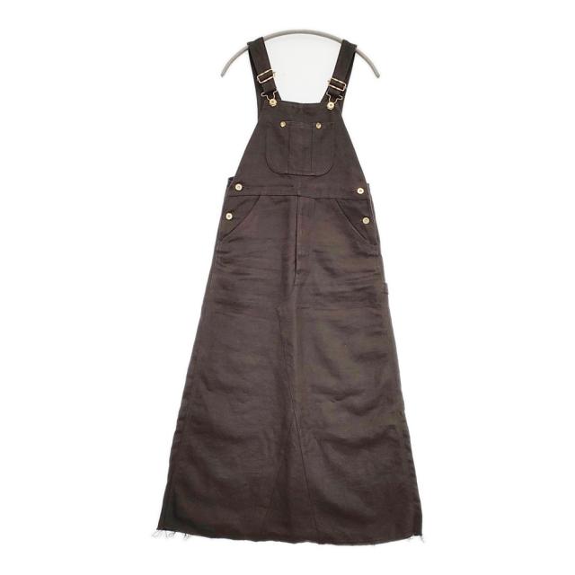 DELIY LINEN CANVAS JUMPER DRESS ジャンパースカート カットオフ リネン サロペット ブラウン レディース デリー【中古】6-0321M△