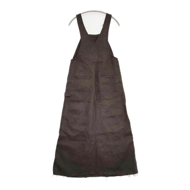 DELIY LINEN CANVAS JUMPER DRESS ジャンパースカート カットオフ リネン サロペット ブラウン レディース デリー【中古】6-0321M△_1