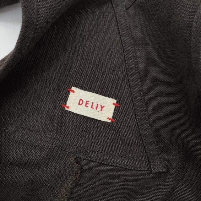 DELIY LINEN CANVAS JUMPER DRESS ジャンパースカート カットオフ リネン サロペット ブラウン レディース デリー【中古】6-0321M△_2