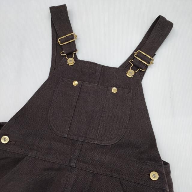 DELIY LINEN CANVAS JUMPER DRESS ジャンパースカート カットオフ リネン サロペット ブラウン レディース デリー【中古】6-0321M△_3