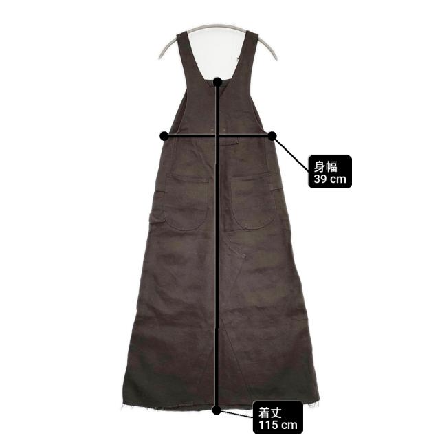 DELIY LINEN CANVAS JUMPER DRESS ジャンパースカート カットオフ リネン サロペット ブラウン レディース デリー【中古】6-0321M△_5