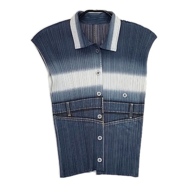 イッセイミヤケプリーツプリーズのセットアップ デニム転写プリント