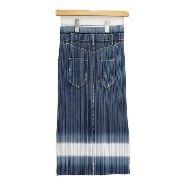 PLEASE PLEASE イッセイミヤケ プリーツロングスカート デニム転写 PLEASE PLEASE イッセイミヤケ プリーツロングスカート デニム
