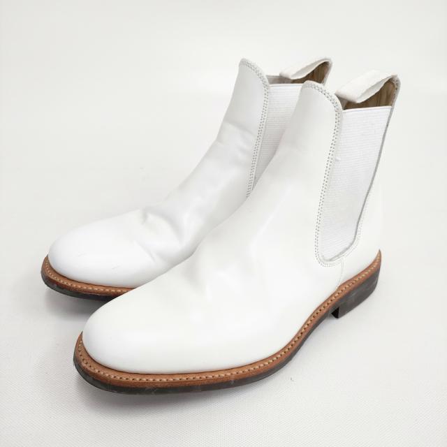 SANDERS ミリタリーチェルシーブーツ サイドゴア ポリッシュレザー サイズ3 ブーツ ホワイト レディース サンダース【中古】5-0306G◎