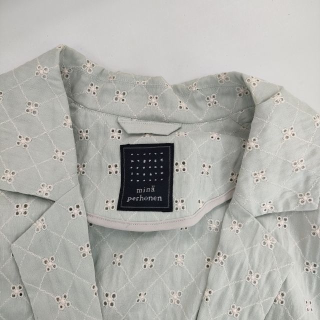 mina perhonen flower beads zs6676 刺繍 ロングジャケット リネン