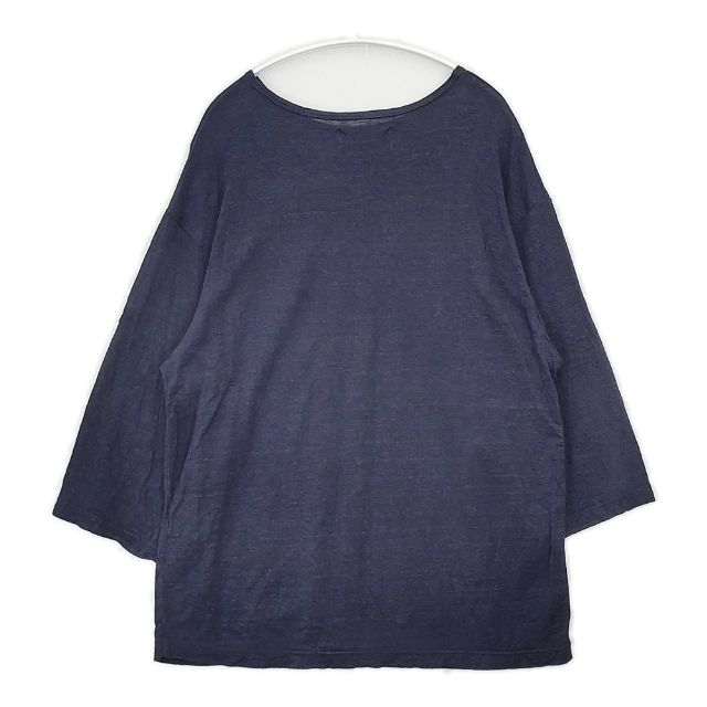 OUTIL リネン バスクシャツ 七分袖 サイズ0 フランス製 Ｔシャツ カットソー ネイビー レディース ウティ【中古】6-0326M∞_1