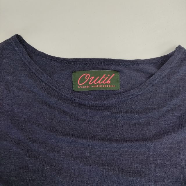 OUTIL リネン バスクシャツ 七分袖 サイズ0 フランス製 Ｔシャツ カットソー ネイビー レディース ウティ【中古】6-0326M∞_2