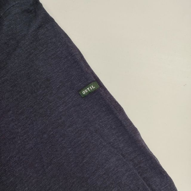 OUTIL リネン バスクシャツ 七分袖 サイズ0 フランス製 Ｔシャツ カットソー ネイビー レディース ウティ【中古】6-0326M∞_3
