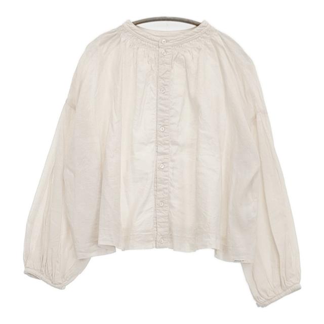 nest Robe UpcycleLino 近江晒天然染め ギャザーショートブラウス 01231-1018 ブラウス シャツ キナリ レディース ネストローブ【中古】6-0326M◎