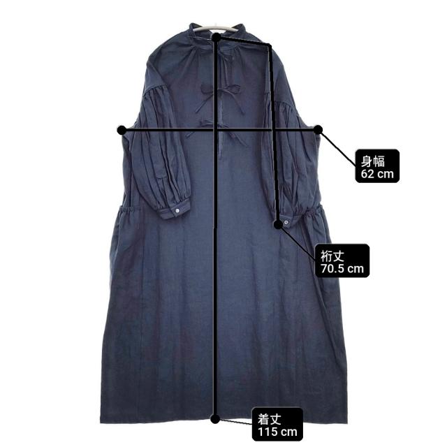 HAVERSACK リネン ギャザー リボン ワンピース サイズ1 ワンピース ネイビー レディース ハバーサック【中古】6-0326M◎