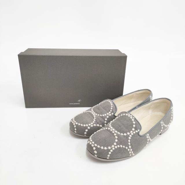 mina perhonen tambourine 23.5cm スリッポン グレー レディース ミナペルホネン【中古】5-0615M◎