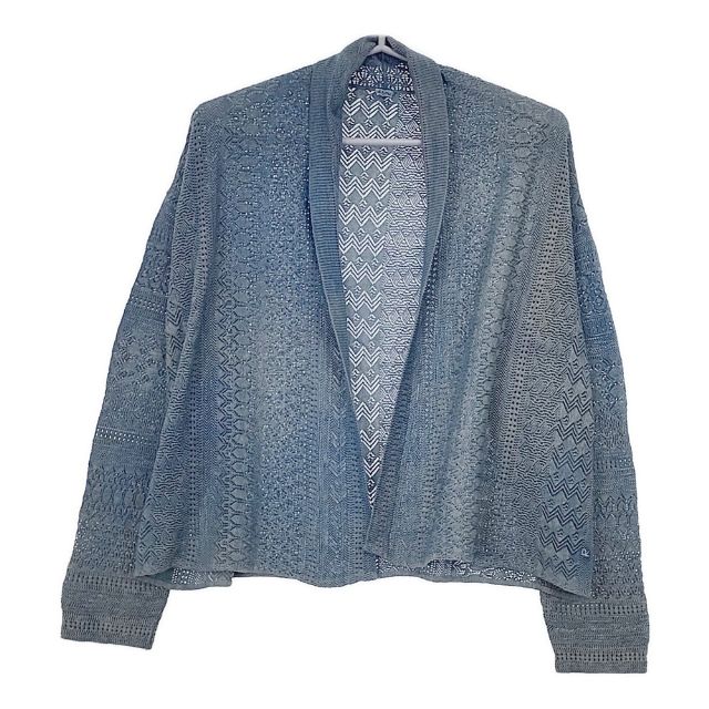45R/45rpm アイスコットンレースのハッピィ 定価35200円 染め カーディガン ブルー レディース フォーティーファイブアールピーエム【中古】5-0616M∞