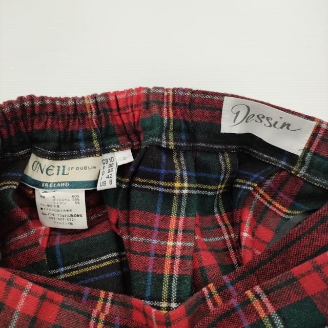 O’NEIL OF DUBLIN/Dessin 別注 C5073BWP-DSN サイズGB10 プリーツ チェック スカート レッド ブラック レディース オニールオブダブリン/デッサン【中古】5-1206T♪
