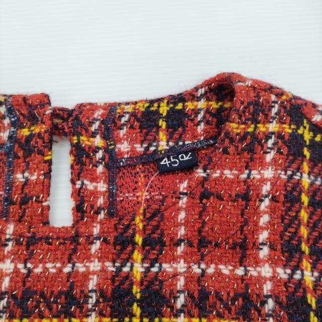 45R/45rpm キラキラタータンDRESS ウールシルク チェック ワンピース レッド レディース フォーティーファイブアールピーエム【中古】5-1206T♪_2