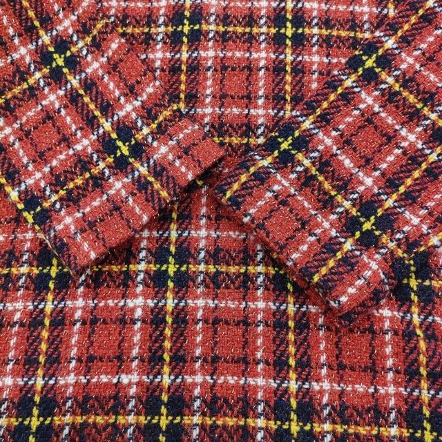 45R/45rpm キラキラタータンDRESS ウールシルク チェック ワンピース レッド レディース フォーティーファイブアールピーエム【中古】5-1206T♪_3