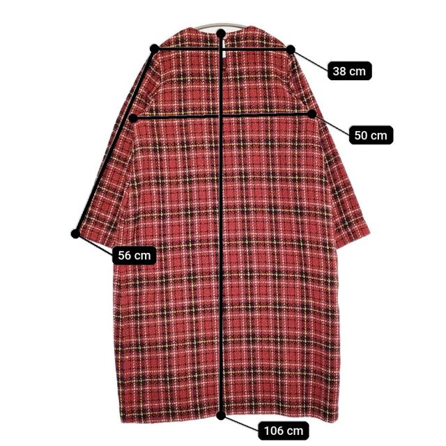 45R/45rpm キラキラタータンDRESS ウールシルク チェック ワンピース レッド レディース フォーティーファイブアールピーエム【中古】5-1206T♪_5