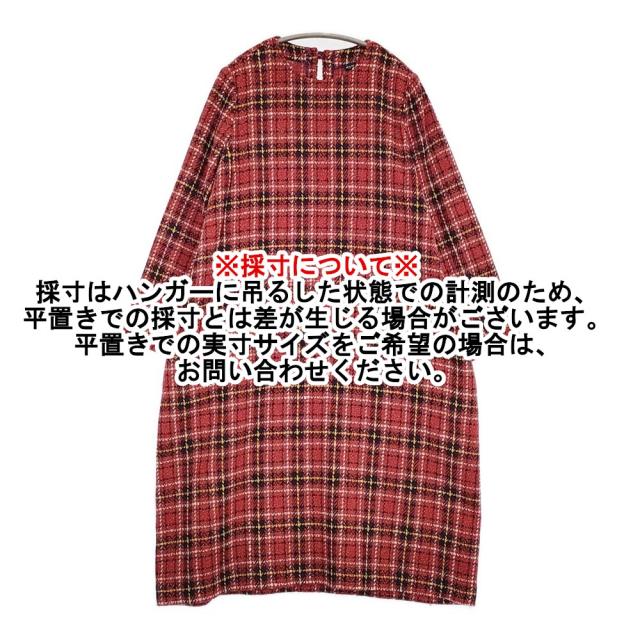 45R/45rpm キラキラタータンDRESS ウールシルク チェック ワンピース レッド レディース フォーティーファイブアールピーエム【中古】5-1206T♪_6