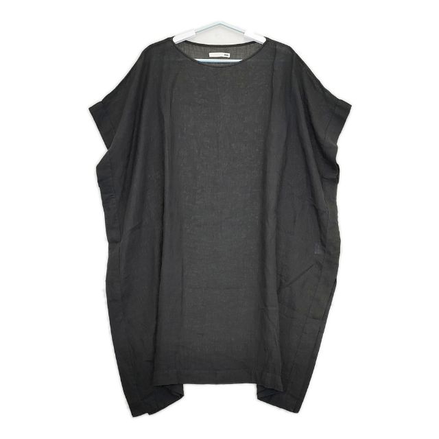 evam eva E211T122 リネンポンチョ サイドスリット ワンピース ポンチョ チャコールグレー レディース エヴァムエヴァ【中古】5-0706S∞