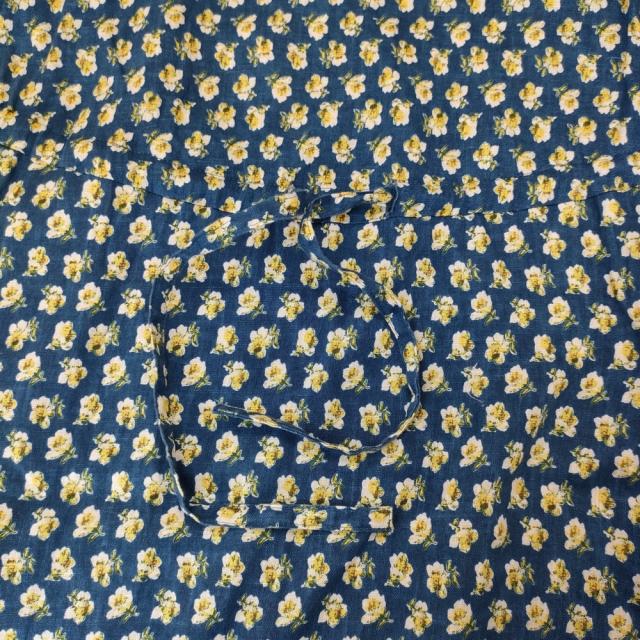 R&D.M.Co- ナーサリープリント NURSERY 花柄リネンスクエアネックワンピース ブルー イエロー レディース オールドマンズテーラー【中古】5-0622S♪ R&D.M.Co- ナーサリープリント NURSERY 花柄リネンスクエアネック