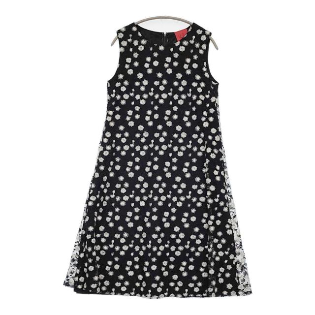 Sybilla 花 刺繍 チュール ノースリーブドレス サイズM ワンピース ブラック ベージュ レディース シビラ【中古】5-0622S♪