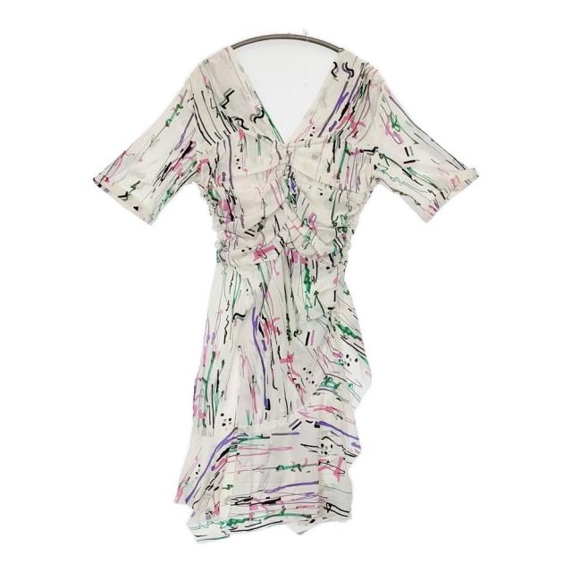 ISABEL MARANT FAVALLIA ARODIE DRESS Vネック フリル サイズ36 シルク ワンピース ホワイト レディース イザベルマラン【中古】5-0622S♪