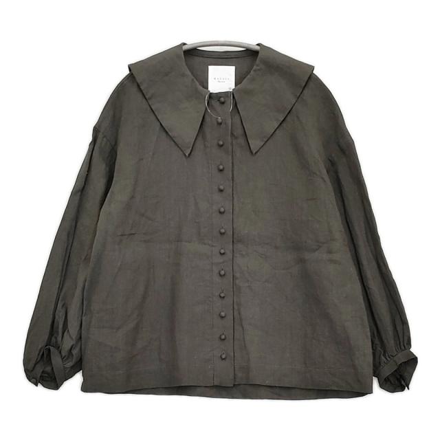 MAGALI リネンパピエ グランカラーブラウス 定価25300円 ブラウス シャツ 24AW チャコールグレー レディース マガリ【中古】6-0203M♪ MAGALI リネンパピエ グランカラーブラウス ブラウス シャツ 24AW