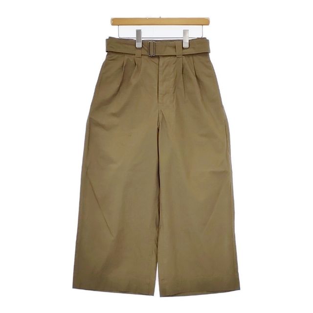 MHL. 595-4143505 CRISP COTTON PLAINWEAVE ベルト付き コットン パンツ 24SS カーキ レディース エムエイチエル【中古】5-0730G∞