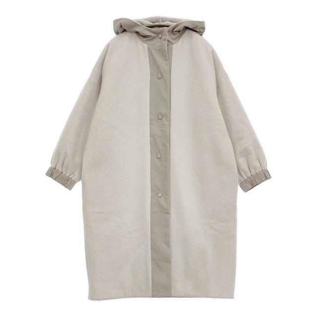 evam eva ウールパディングロングコート サイズ1 定価70400円 E223T180 コート ライトグレー レディース エヴァムエヴァ【中古】5-1123T♪