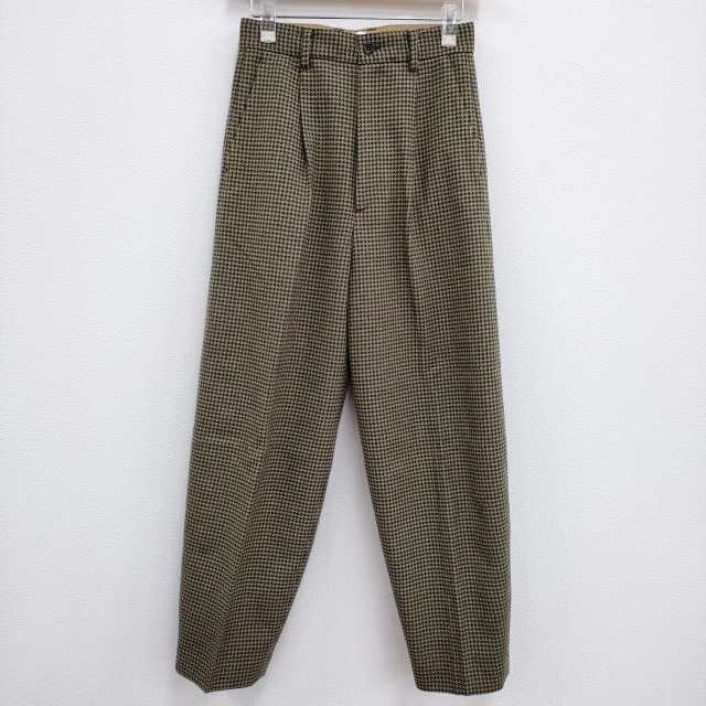 ROKU 6 BEAUTY&YOUTH HOUND TOOTH PANTS 千鳥柄 ウール パンツ ベージュ グリーン ロクビューティアンドユース【中古】3-120