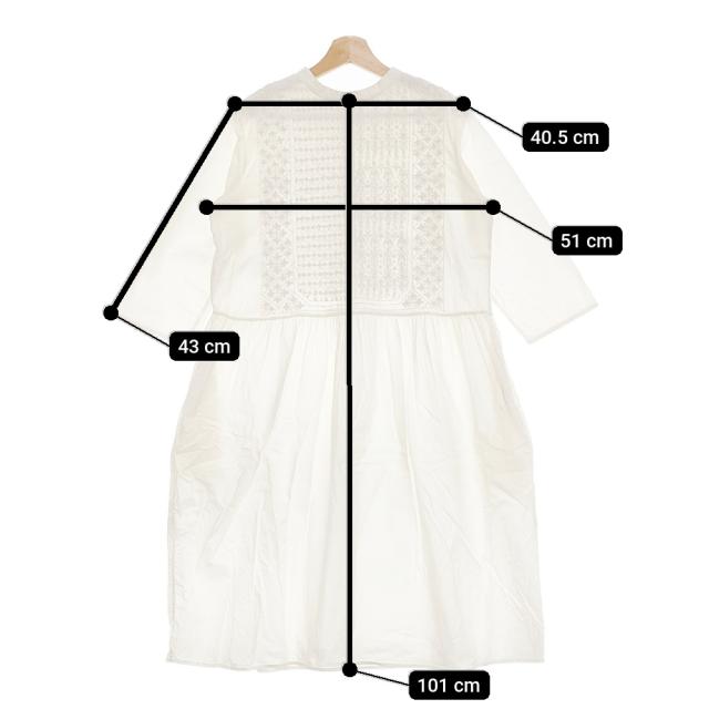 maison de SOIL バンドカラー ギャザー 刺繍入り オーガニックコットン