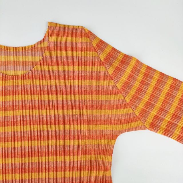 プリーツプリーズ イッセイミヤケ 長袖カットソー ロンT オレンジ