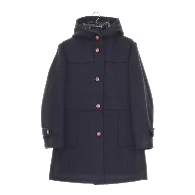 Gloverall 英国製 メルトン フード付き コート ブラック レディース グローバーオール【中古】5-0111A◎の通販は