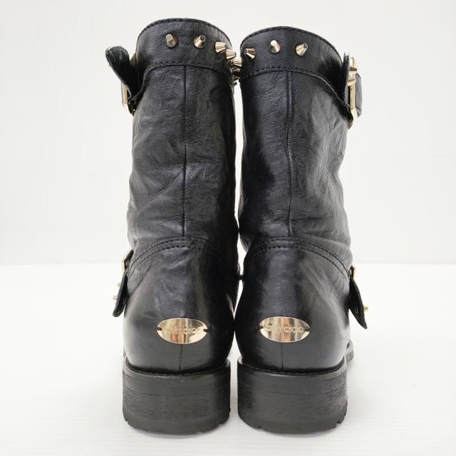 JIMMY CHOO レザー スタッズ付き エンジニアブーツ サイズ35 1/2 ブーツ ブラック レディース ジミーチュウ【中古】5-0313G◎_2
