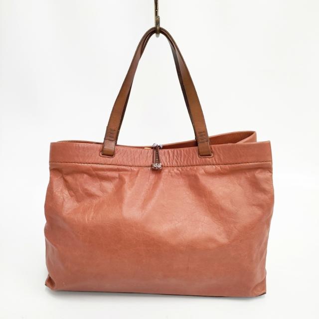 HENRY CUIR イタリア製 ビーズ付き レザートートバッグ 革 犬 刺繍 トートバッグ ブラウン レディース アンリークイール【中古】5-0808G◎