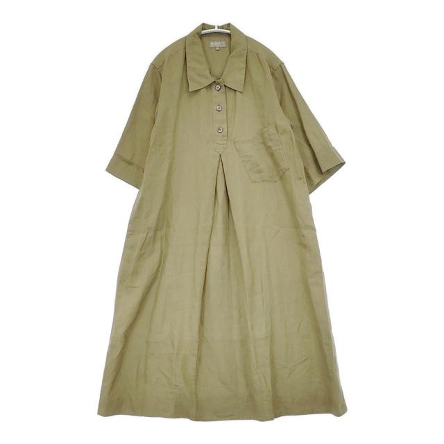 MARGARET HOWELL 578-2157004 SHIRTING LINEN DRESS シャツワンピース 日本製 サイズ1 ワンピース カーキ レディース マーガレットハウエル【中古】6-0711S△
