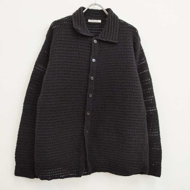 AURALEE 新品 HAND CROCHET WOOL KNIT SHIRTS A23AC01KB 3 カーディガン 23AW ブラック メンズ オーラリー【中古】4-0814T