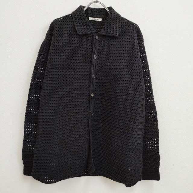 #AURALEE 新品 HAND CROCHET WOOL KNIT SHIRTS A23AC01KB 4 カーディガン 23AW ブラック メンズ オーラリー【中古】4-0814T