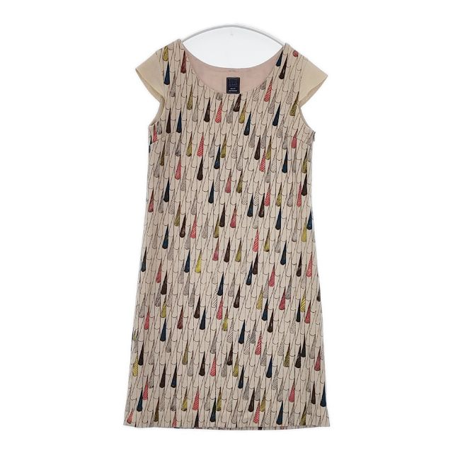 mina perhonen sunny rain ウール La3458 半袖ドレス ワンピース ベージュ マルチカラー レディース ミナペルホネン【中古】5-1004T∞