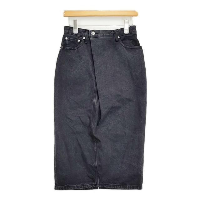 HYKE 70 USED WASH BLACK DENIM MIDI SKIRT サイズ1 定価45100円 デニム タイト ロングスカート ブラック レディース ハイク【中古】5-1210G♪