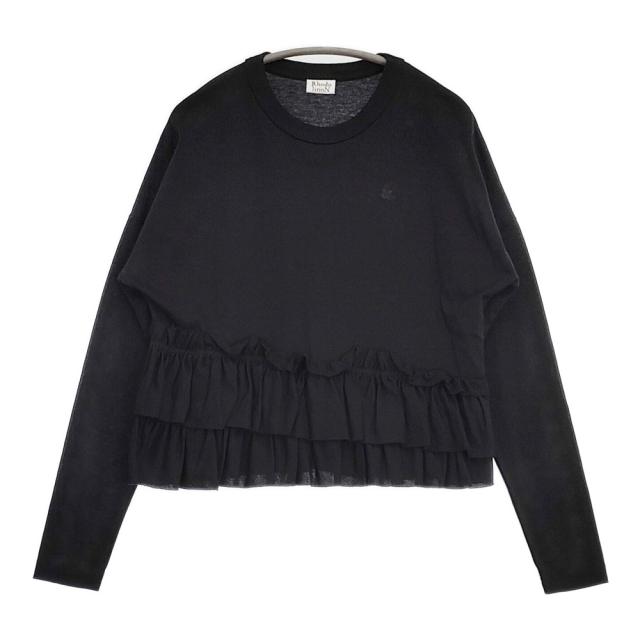 RhodolirioN Swallow Frill Tiered Long Sleeve Tee ティアードフリルロングスリーブT ネペンテス 刺繍 長袖Ｔシャツ カットソー ロンＴ ブラック レディース ロドリリオン【中古】6-0525M△