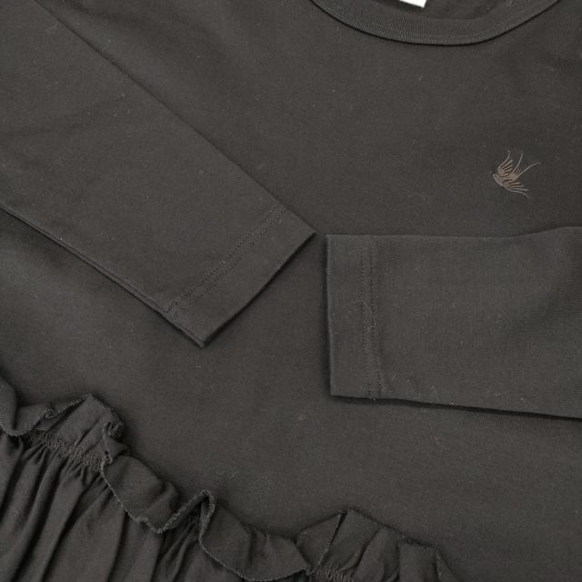 RhodolirioN Swallow Frill Tiered Long Sleeve Tee ティアードフリルロングスリーブT ネペンテス 刺繍 長袖Ｔシャツ カットソー ロンＴ ブラック レディース ロドリリオン【中古】6-0525M△_3
