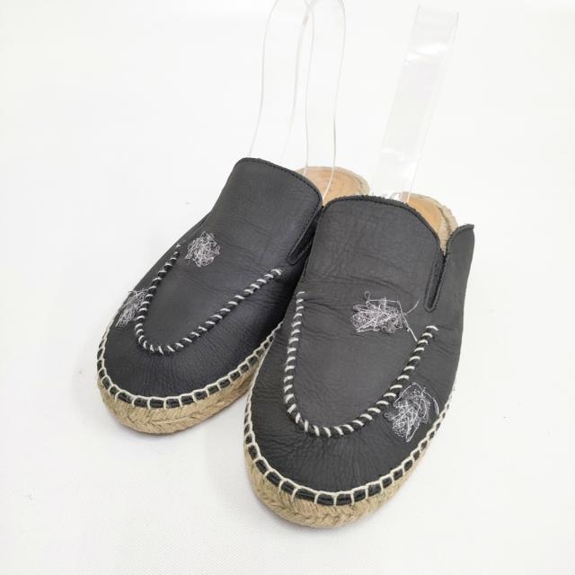 MAISON MARGIELA エスパドリーユ レザー サンダル S57WX0082 P5402 定価63800円 サイズ41 サンダル ブラック メンズ メゾンマルジェラ【中古】5-0726S◎