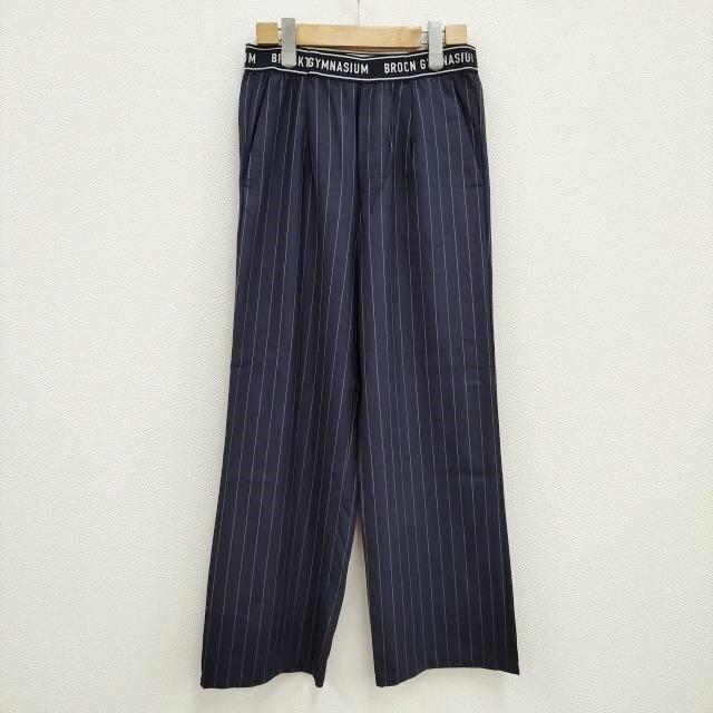 BROCKTON GYMNASIUM Deuxieme Classe別注 定価28600円 サイズ38 ストライプ パンツ ネイビー レディース ブロックトンジムネイジアム【中古】4-0309M◎の通販は 5,392円