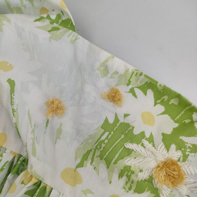 現行 銀座クチュール ボタニカルプリント ウェスト切替ドレス